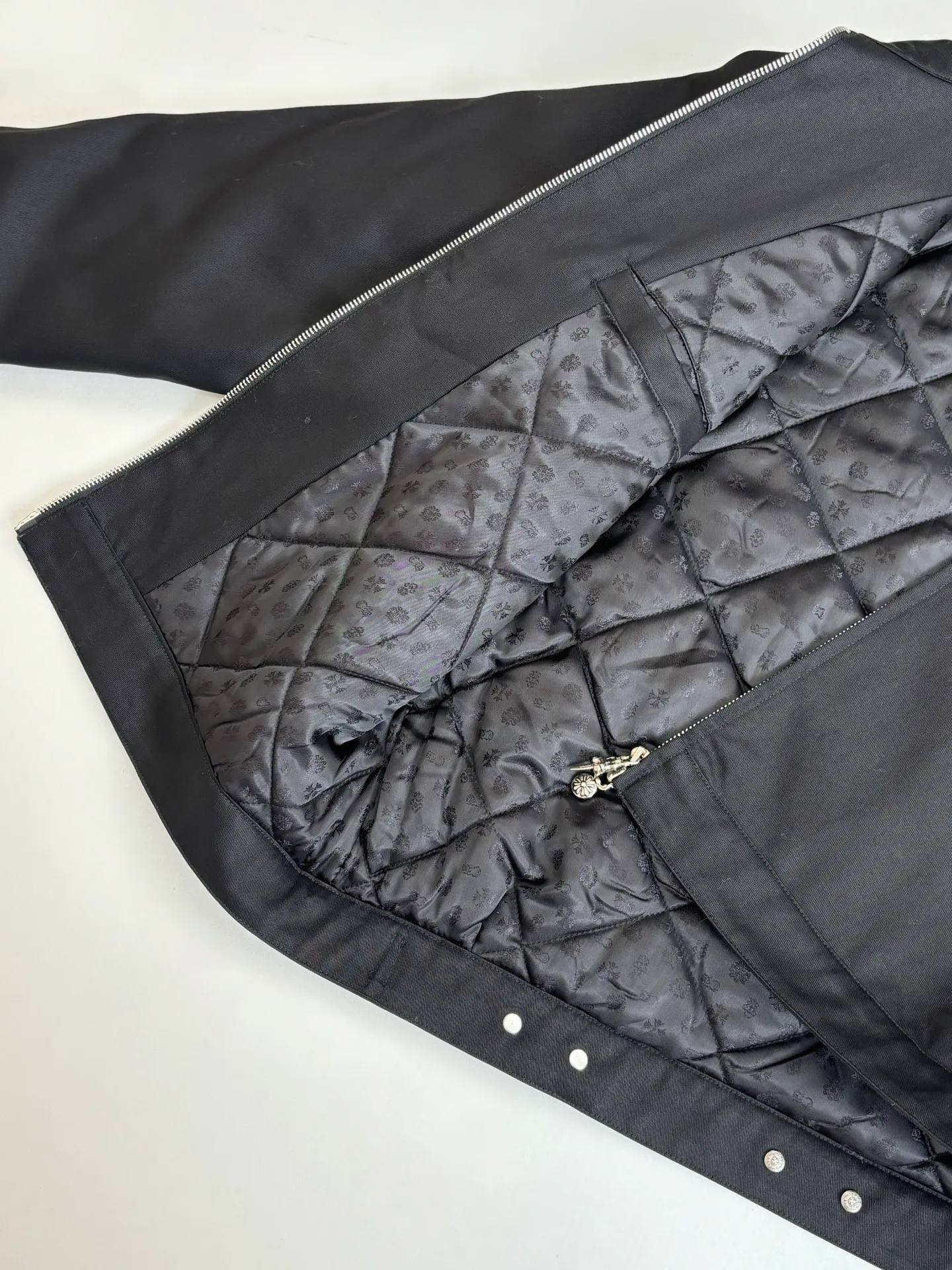 P610 Chrome heart*/Chrome heart new autumn and winter solid color leather quilted jacket Size: S/M/L/XL